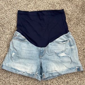 Maternity denim shorts